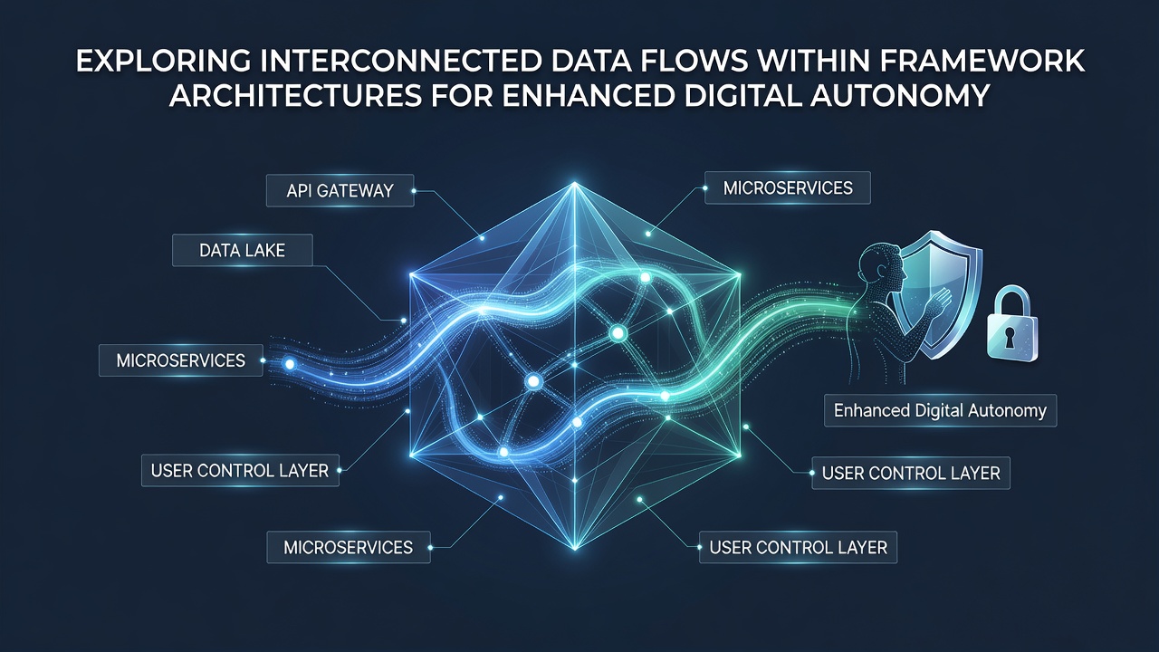 Flowchart showing data routing between autonomous modules in a framework designed for enhanced user control